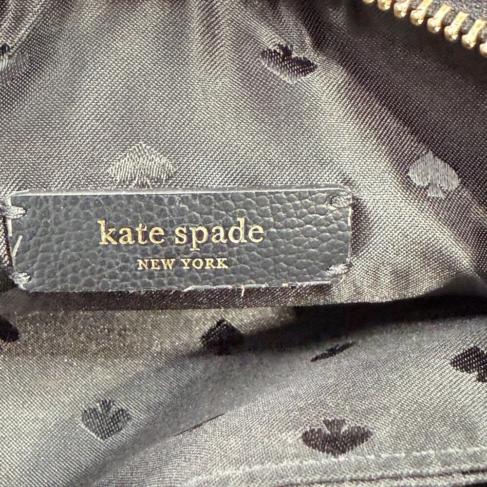 Kate Spade New York Striped Nylon Cosmetic Pouch Clutch Bag Black White Zip
